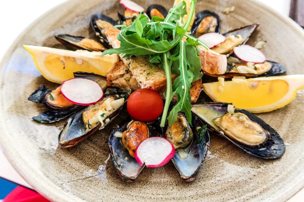 Mussels Algarve Style from pool bar - Hotel California in Albuferia Old Town, The Algarve Portugal | eco-friendly, vegan, adults-only hotel with a modern twist | On The Beach Holidays Review | Elle Blonde Luxury Lifestyle Destination Travel Blog