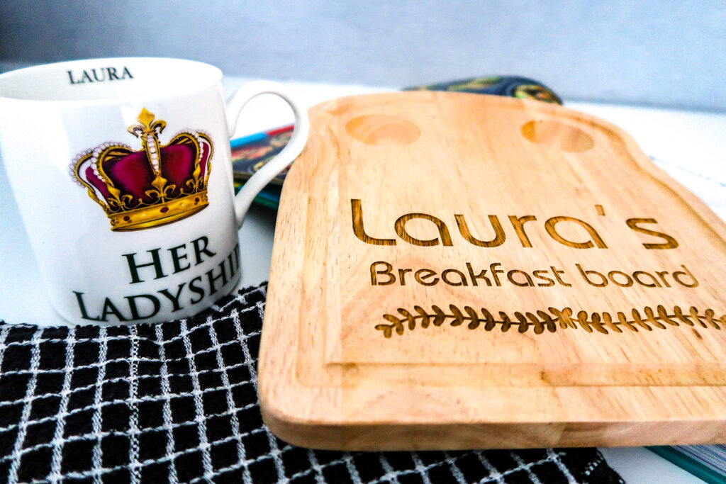 How to serve breakfast with a personalised breakfast board from Urban Fox Gifts | Elle Blonde Luxury Lifestyle Destination Blog | surprise a friend