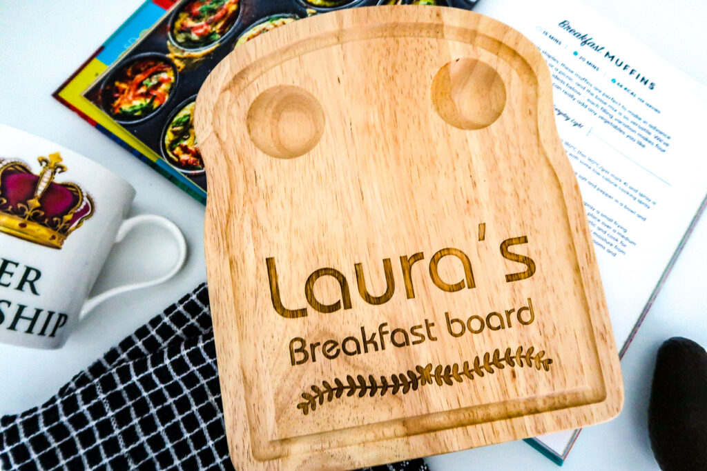 How to serve breakfast with a personalised breakfast board from Urban Fox Gifts | Elle Blonde Luxury Lifestyle Destination Blog | 12 Gifts That Would Surprise Your Wife On Your Wedding Anniversary