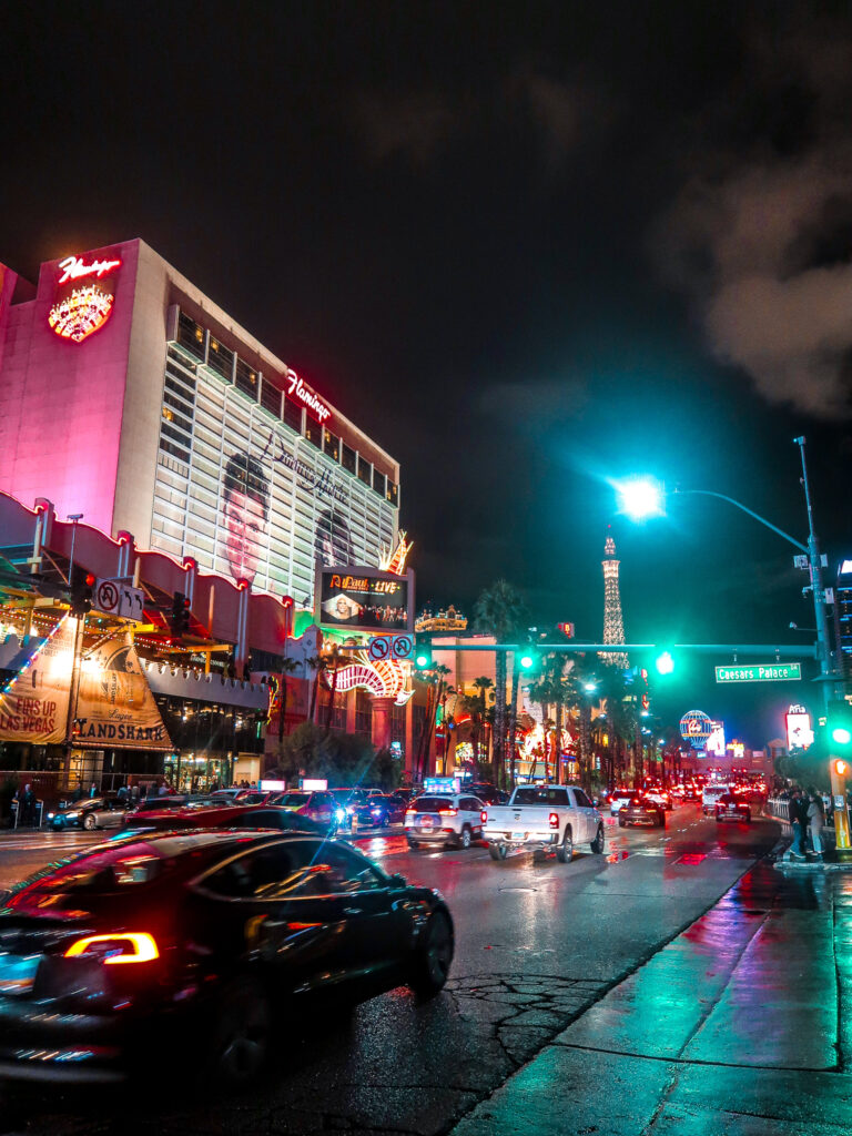Flamingo Las Vegas Boulevard The Strip in the Rain | 7 Night Itinerary for Las Vegas | If you're looking to plan things to do in Vegas here's what we got up to on our 6th visit | Travel Tips | Elle Blonde Luxury Lifestyle Destination Blog | Slots