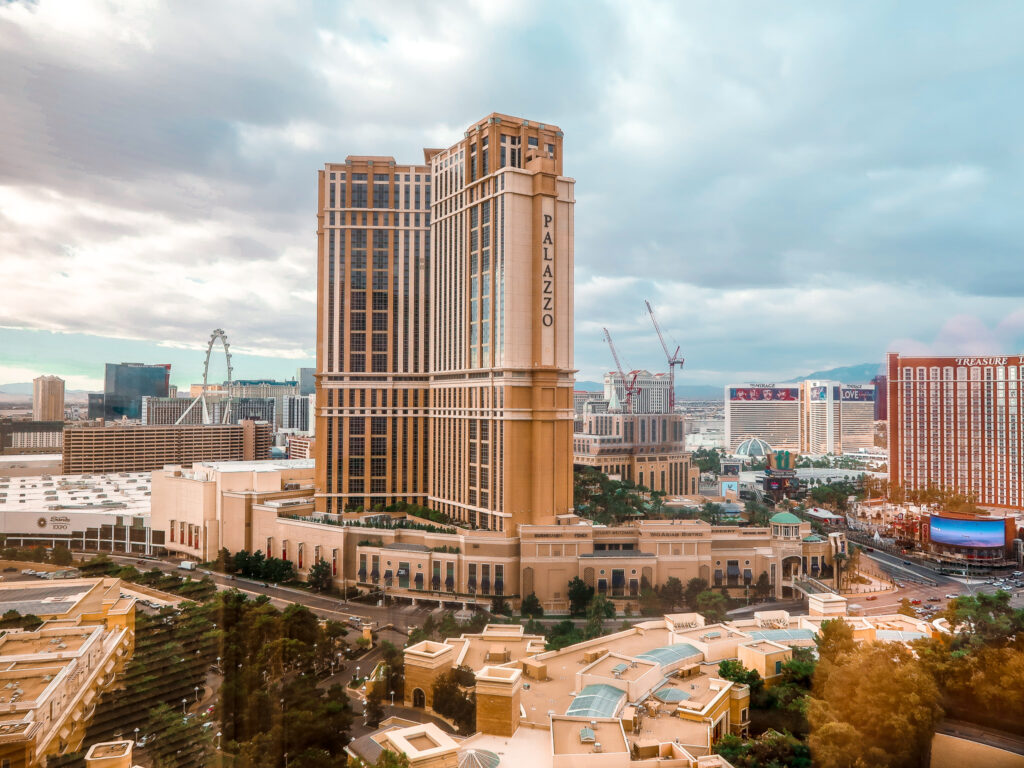 View of Palazzo from Wynn bedroom Wynn Slots | 7 Night Itinerary for Las Vegas | If you're looking to plan things to do in Vegas here's what we got up to on our 6th visit | Travel Tips | Elle Blonde Luxury Lifestyle Destination Blog