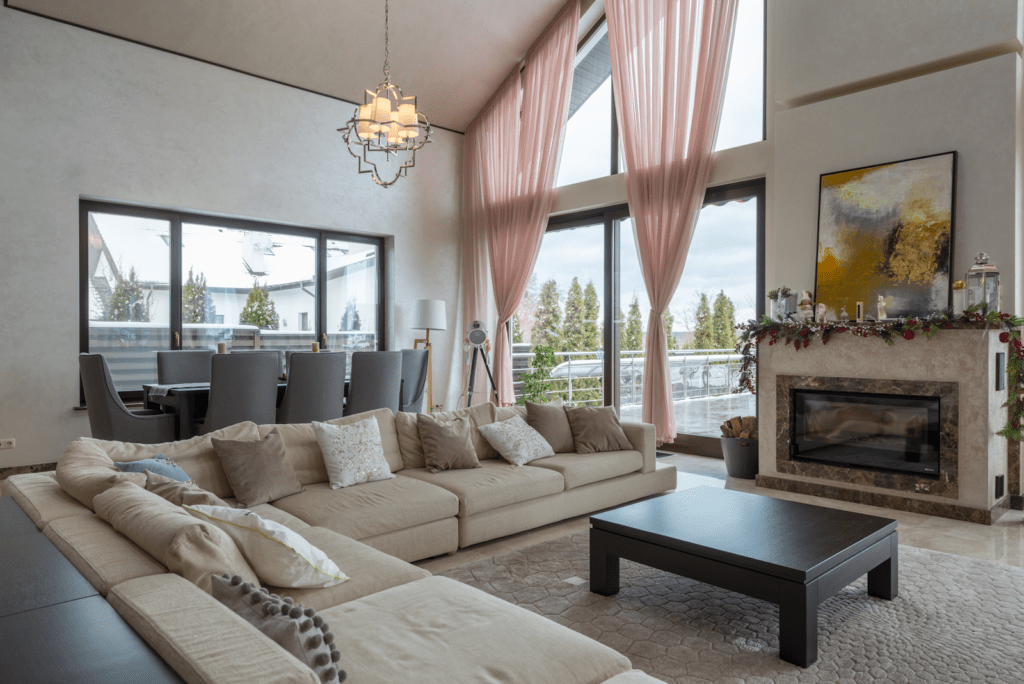 20 Statement Stone Fireplace Ideas | Home Interiors | Elle Blonde Luxury Lifestyle Destination Blog | Windows